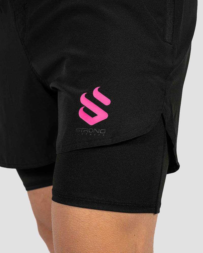 Tech Compression Shorts - Black / Magenta