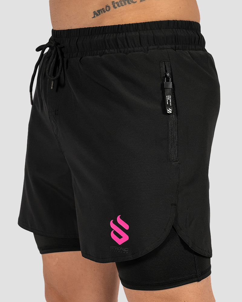 Tech Compression Shorts Black Magenta Strong Liftwear Australia