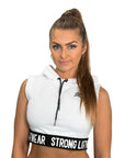 Women's Signature Cropped Hoodie - Cardio Hoodie -  White - hoodies for women - hoodies for girls - hoodies for gym -hoodies for workout- workout hoodies