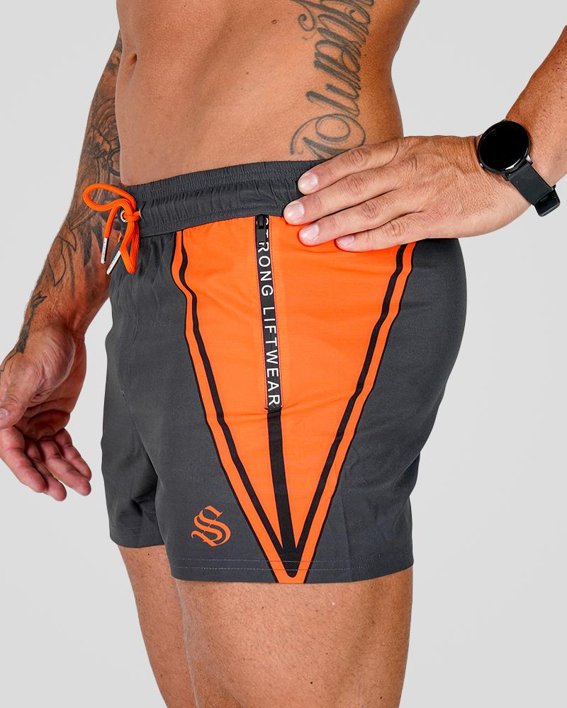 Premium Lift Shorts - Men's Gym Shorts - Hyper Orange Bolt - Durable- Breatable - Running Shorts - Workout Shorts 