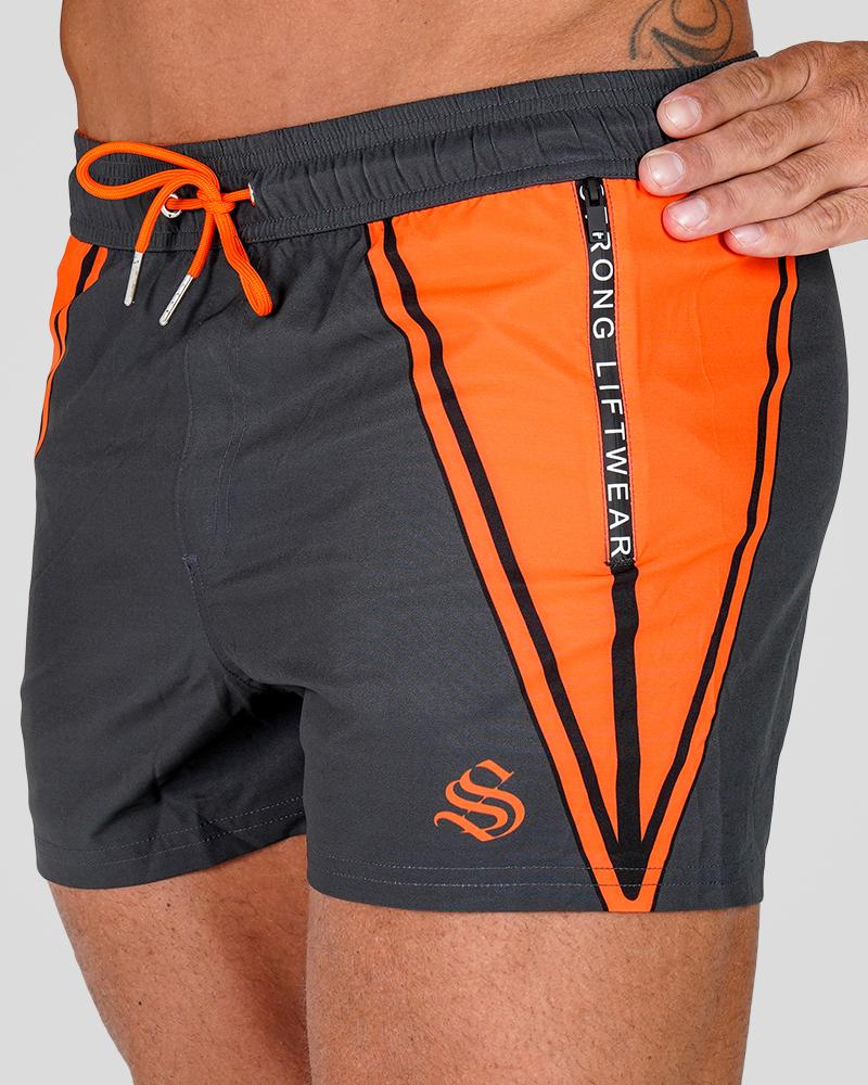 Premium Lift Shorts - Men's Gym Shorts - Hyper Orange Bolt - Durable- Breatable - Running Shorts - Workout Shorts 