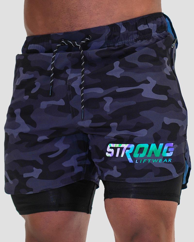 Tech Shorts- High Stretch- Drawstring Shorts - Breathable - Workout Training Shorts - Camo