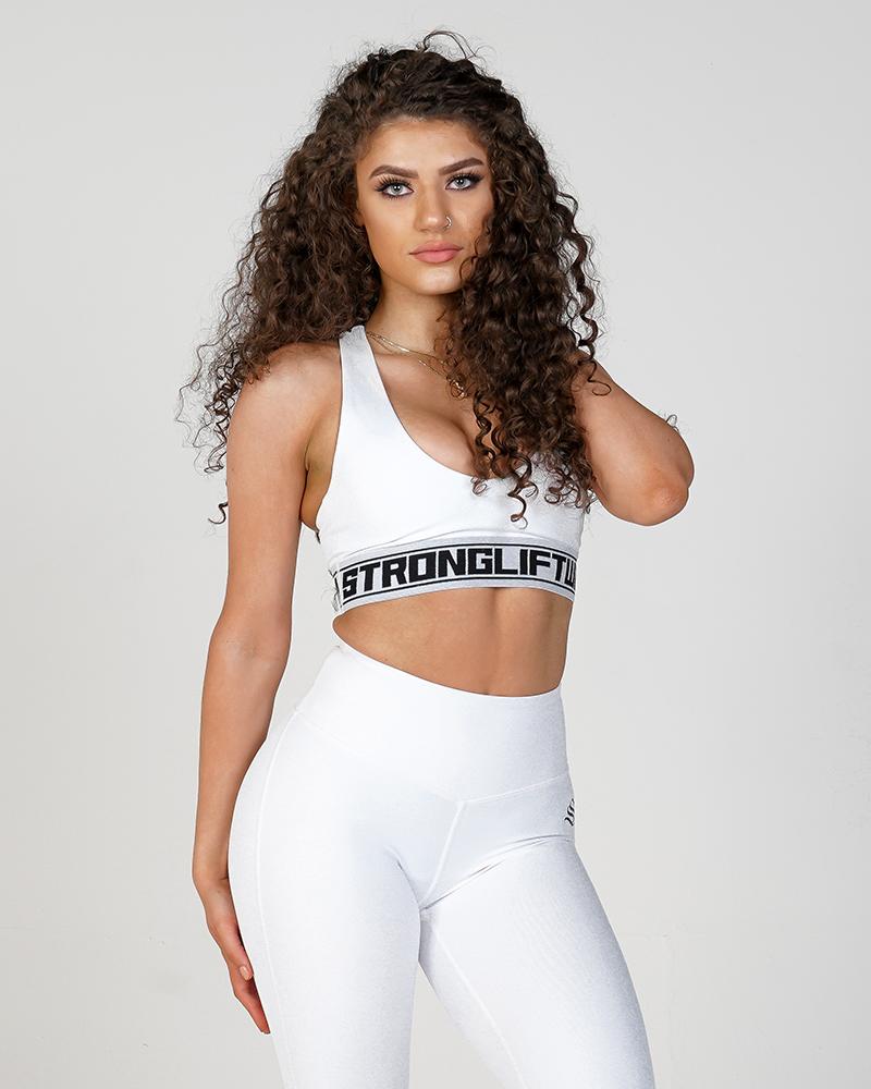 Women's Phoenix V-Neck Sports Bra - White - Durable- Running Bra - Yoga Bra- Workout Bra- Training Bra - Stylish Bra - Perfect Stretch