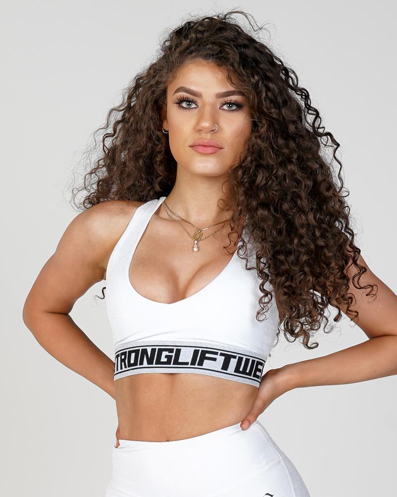 Women's Phoenix V-Neck Sports Bra - White - Durable- Running Bra - Yoga Bra- Workout Bra- Training Bra - Stylish Bra - Perfect Stretch