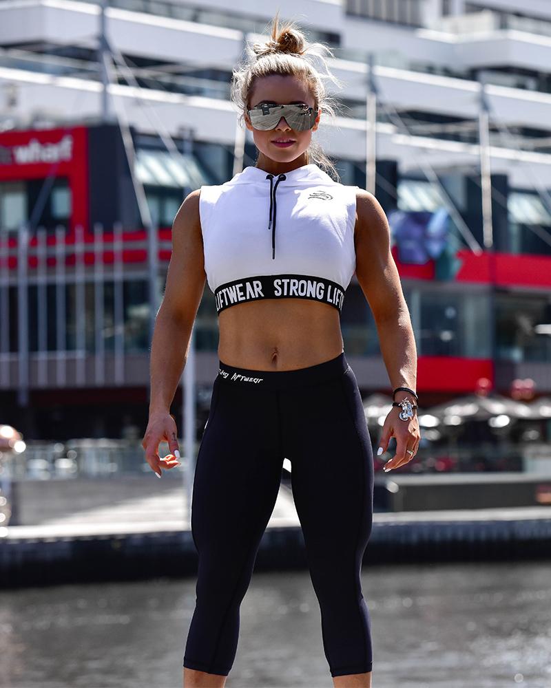 Women's Signature Cropped Hoodie - Cardio Hoodie -  White - hoodies for women - hoodies for girls - hoodies for gym -hoodies for workout- workout hoodies