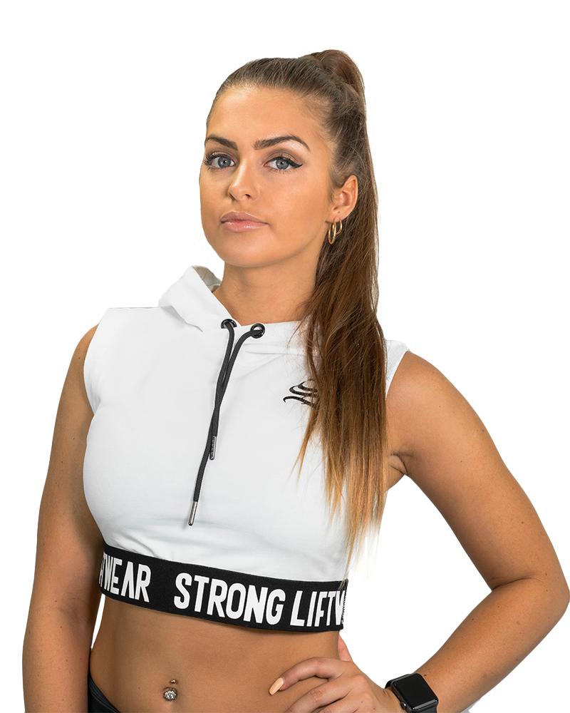 Women's Signature Cropped Hoodie - Cardio Hoodie -  White - hoodies for women - hoodies for girls - hoodies for gym -hoodies for workout- workout hoodies